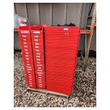 Pallet of Red Plastic Storage Bins