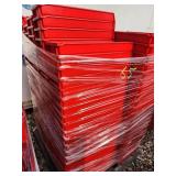 Pallet of Red Plastic Storage Bins with Dividers