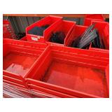 Pallet of Red Plastic Storage Bins with Dividers