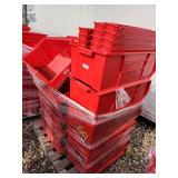 Pallet of Red Industrial Storage Bins Assorted Sizes
