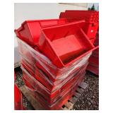 Pallet of Red Industrial Storage Bins Assorted Sizes