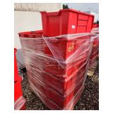 Bulk Lot of Red Plastic Storage Totes with Lids and Dividers