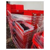 Bulk Lot of Red Plastic Storage Totes with Lids and Dividers