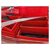 Bulk Lot of Red Plastic Storage Totes with Lids and Dividers