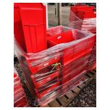 Pallet of Red Plastic Storage Bins