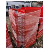 Bulk Lot of Red Plastic Material Handling Bins on Pallet