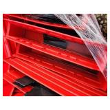 Pallet of Red Plastic Storage Bins and Dividers