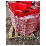 Pallet of Red Plastic Storage Bins and Dividers