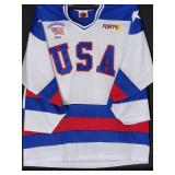 USA Hockey Jersey Autographed by Minnesota Born 1980 Olympic Hockey Players No COA