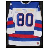 USA Hockey Jersey Autographed by Minnesota Born 1980 Olympic Hockey Players No COA