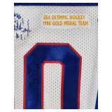 USA Hockey Jersey Autographed by Minnesota Born 1980 Olympic Hockey Players No COA