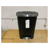 Plastic Locking Lid Step Trash Can Black - Brightroom: 13 Gallon