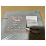 4PCS Twin Size Kaycie Gray Microfiber Sheet Set