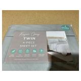 4PCS Twin Size Kaycie Gray Microfiber Sheet Set