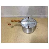 Wabash Family Farms Whirley-Pop 6 Qt Popcorn Popper with Metal Gears Aluminum with Wooden Handle