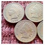 (5) Indian Pennies - (2) 1800s