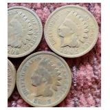 (5) Indian Pennies - (2) 1800s