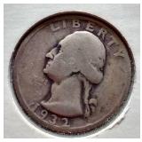 1932 Silver Washington Quarter - First Year