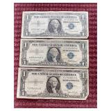 (3) Silver Certificate $1 Notes