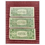 (3) Silver Certificate $1 Notes