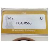1934 Peace Dollar - PGA MS63 - Tough Date!