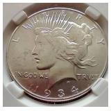 1934 Peace Dollar - PGA MS63 - Tough Date!