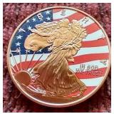 Beautiful Colorized 1 Oz. Copper Round - Liberty/Eagle