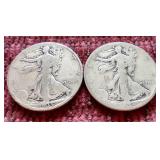 (2) Walking Liberty Half Dollars