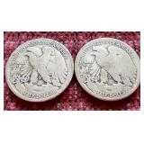 (2) Walking Liberty Half Dollars