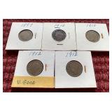 (5) Liberty "V" Nickels