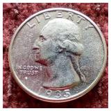 1935 Silver Washington Quarter