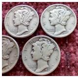 (5) Mercury Dimes
