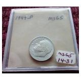 Uncirculated 1949 Silver Roosevelt Dime