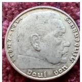 1938 Germany Third Reich Silver 2 Mark Coin