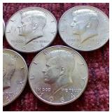 (5) 90% Silver Kennedy Half Dollars