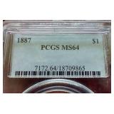 1887 Morgan Dollar - PCGS MS64