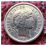 Nice 1901 Barber Dime