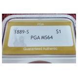 Rare Date 1889-S Morgan Dollar - PGA MS64