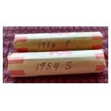 (2) Wheat Penny Rolls - 1954 & 1954-S