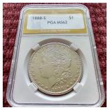 1888-S Morgan Dollar - PGA MS62 - Nice Coin!