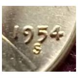 Bright Red Uncirculated 1954-S Wheat Penny