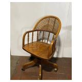 Vintage Wooden Swivel Chair with Cane Back Design