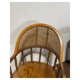 Vintage Wooden Swivel Chair with Cane Back Design