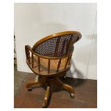 Vintage Wooden Swivel Chair with Cane Back Design