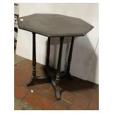 Antique Wooden Side Table with Hexagonal Top Design