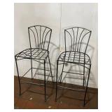 Pair of Vintage Metal Bar Stools - Indoor/Outdoor Use