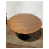 Modern Round Tulip Table with Wood Top and Metal Pedestal Base