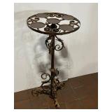 Elegant Vintage Wrought Iron Plant Stand with Intricate Scrollwork