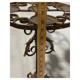Elegant Vintage Wrought Iron Plant Stand with Intricate Scrollwork