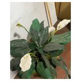 Artificial Peace Lily Plant in Wicker Basket Decor